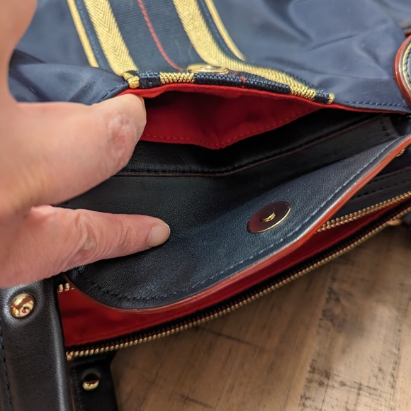 Navy, gold and red nylon MZ Wallace Sloane satchel like new condition - Picture 6 of 8